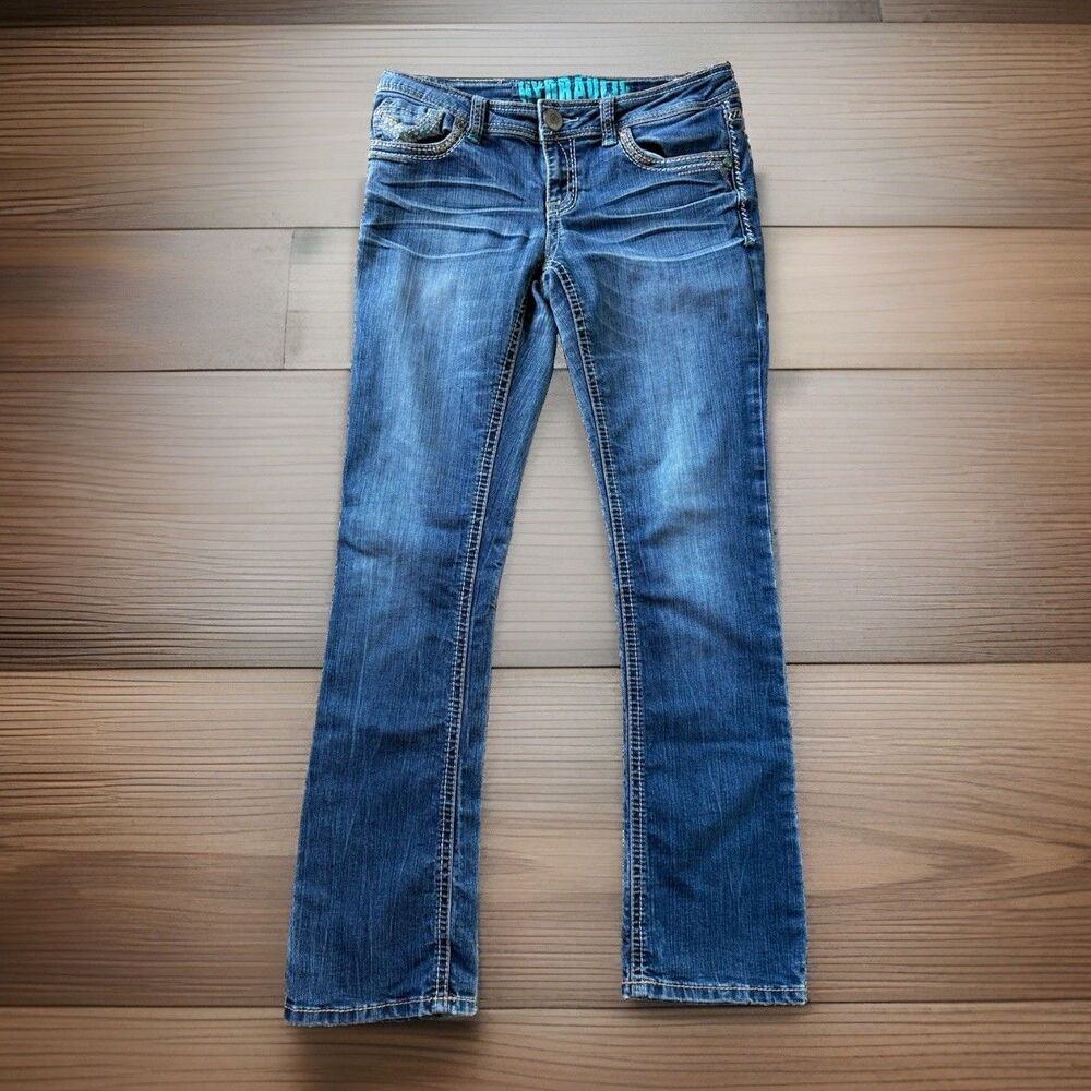 🔥Vintage Hydraulic Rock Low Rise Jeans 7/8 Y2K Bootcut Gramercy Embroidered